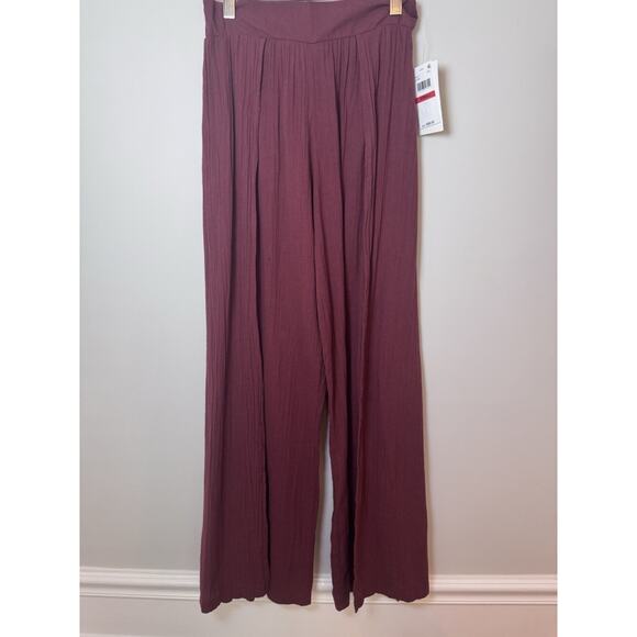BECCA by Rebecca Virtue Pant Wide Leg Coverup Gauzy Side Slit NWT Coconut XS - Picture 3 of 11